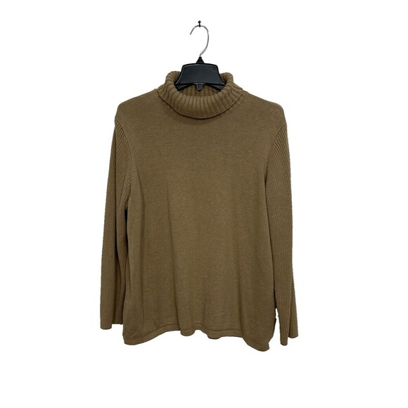 Coldwater Creek Womens 2X Brown Sweater Turtle Neck Long Sleeve Cotton Blend - Picture 1 of 5